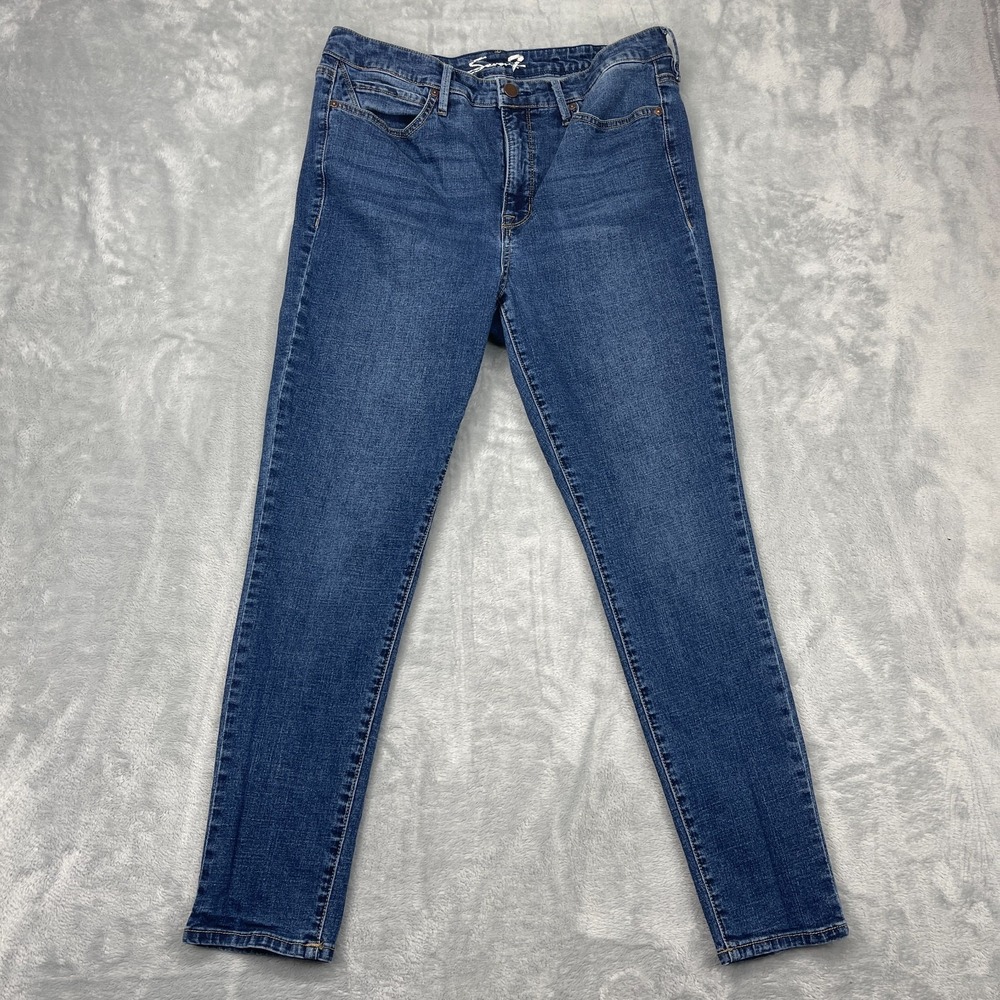 Seven7 Jeans Women 14 (32x28) Blue Denim Medium Wash Slim Fit Skinny Leg Outdoor